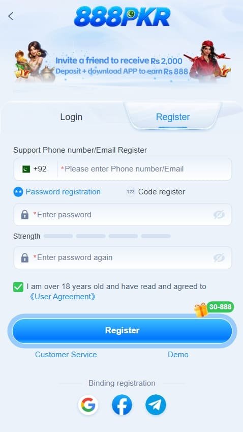888PKR Game Login page with secure account access options