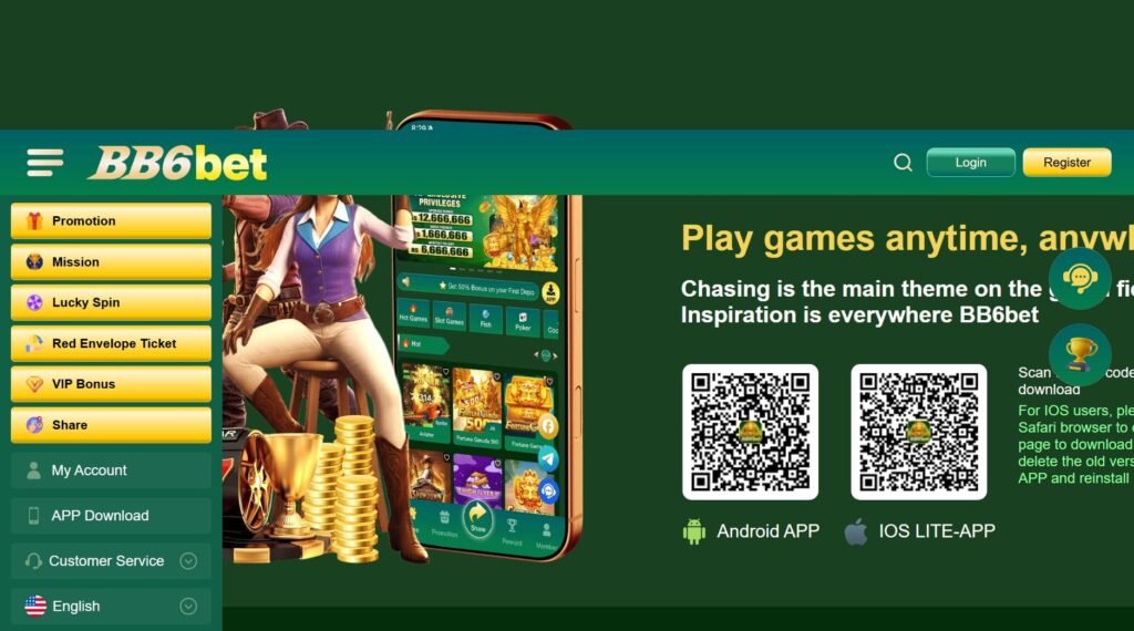 BB6bet Game App Download logo with Pakistani rupee notes, gold coins, and a premium green-and-gold design representing the latest Android APK download.