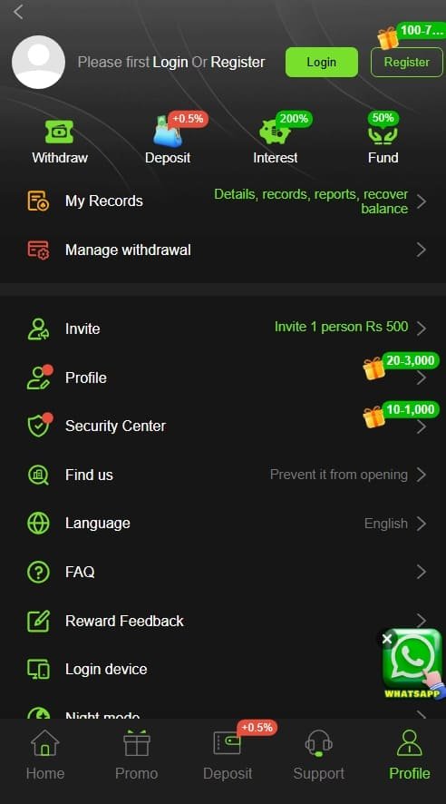 XD777 Game Profile screen showing player account information and profile options