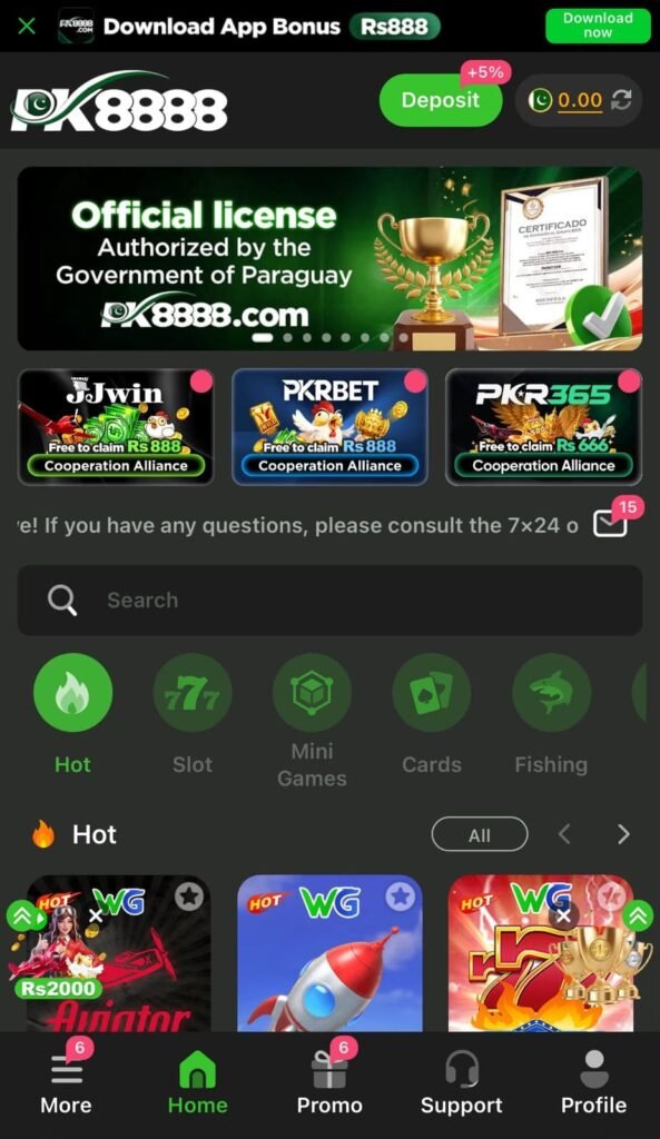 PK8888 Game APK slots screen featuring mobile slot games and an engaging gaming interface.